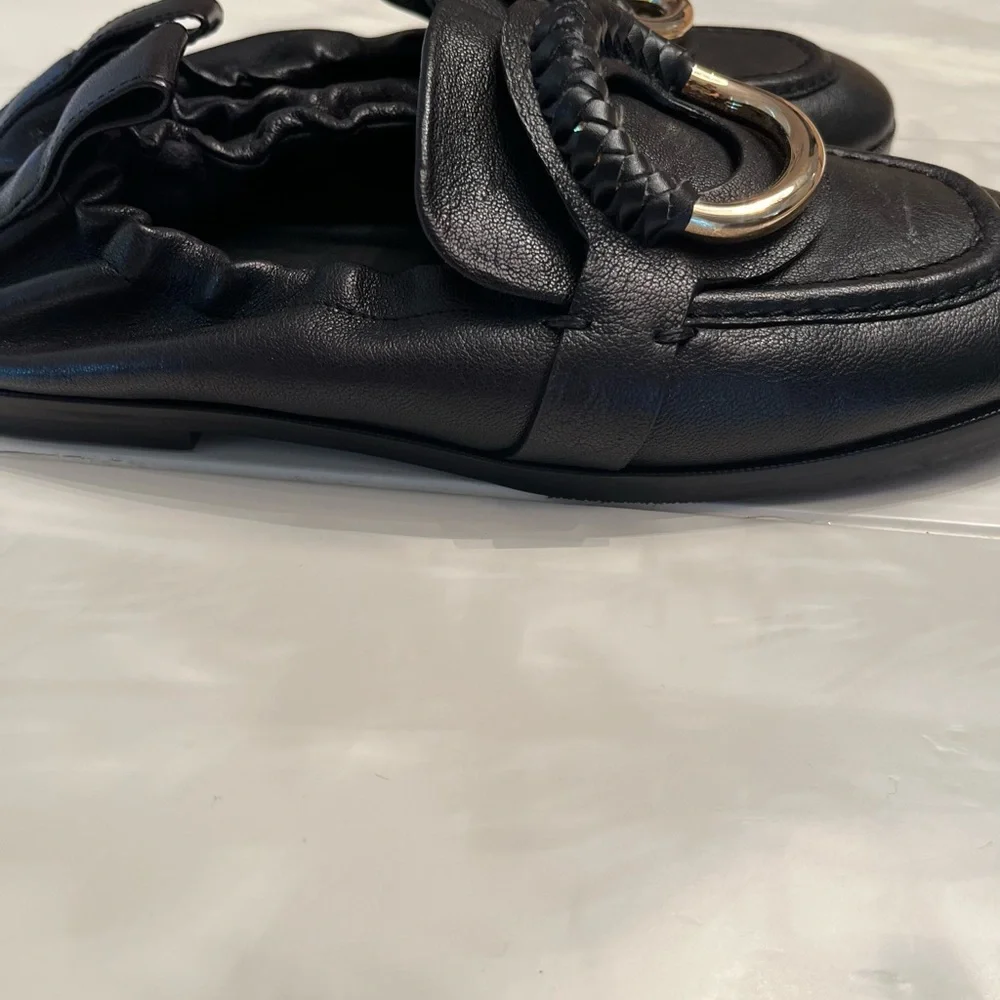 See By Chloe Black Flats with Gold Ring Detail - Picture 6 of 7